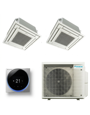 климатик dublu-сплит DAIKIN cu две тела вътрешни Касетъчен, 9000 и 18000 BTU, 2MXM68A-FFA25A+FFA50A, Гаранция 60 месеца, telecomenzi MADOKA включен
