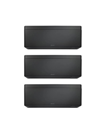 мултисплит климатик Daikin Stylish cu три тела вътрешни, две de 7000 BTU и едно de 12000 BTU черни, 2xFTXA20CB-FTXA35CB-3MXM68A, 5 години Гаранция, ефект Коанда, сензор de присъствие, Flash Streamer, филтри сребърни йони