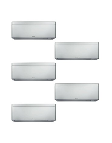 мултисплит климатик Daikin Stylish cu пет тела вътрешни, четири 5000 BTU и едно de 12000 BTU Argintii, 4xCTXA15CS-FTXA35CS-5MXM90A, 5ANI Гаранция, ефект Коанда, сензор de присъствие, Flash Streamer, филтри сребърни йони.