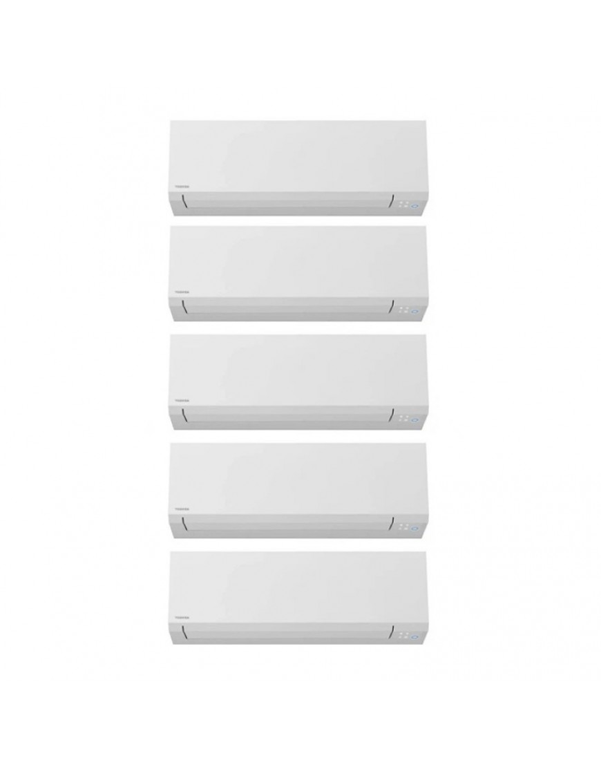 Aparat de aer condiționat multisplit TOSHIBA cu cinci unități interne EDGE ALB, patru 9000 BTU și una de 12000 BTU, wifi integrat, garanție 60 luni, funcționare pe încălzire până la -20°C
