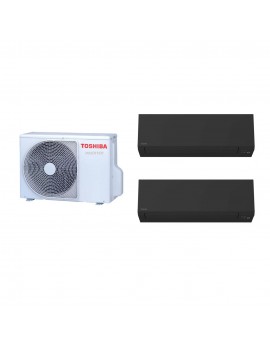 мултисплит климатик TOSHIBA cu две тела вътрешни EDGE Black 9000 и 12000 BTU, 1*RAS-B13G3KVSGB-E + 1*RAS-B10G3KVSGB-E + RAS-2M18G3AVG-E - Гаранция 60 месеца, WIFI ИНТЕГРИРАН, работа в режим отопление pana la -20C