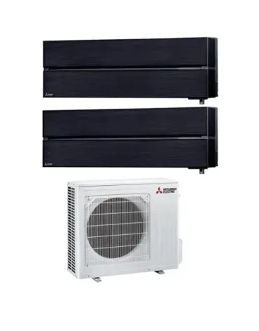 мултисплит климатик Mitsubishi Electric Kirigamine Deluxe cu две тела вътрешни 9000 BTU Onyx Black, MXZ-2F42VF3-2*MSZ-LN25VGB, Гаранция 60 месеца, сензор 3D i-see, Plasma Quad плюс