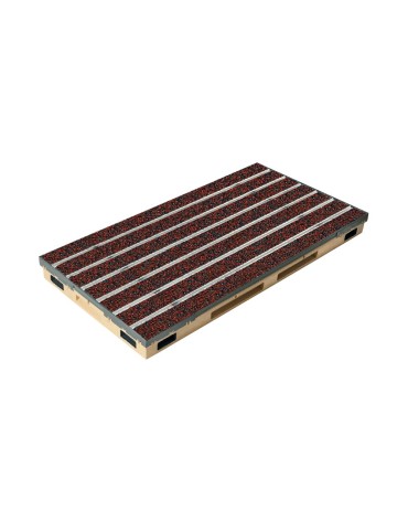 Ștergător de picioare încastrabil ACO Vario 2.0 Hybrid, cu tavă din beton cu polimeri и grătar insertie textila pentru външен, rosu, 600x400x80mm