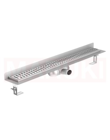 Rigola de dus din inox ACO ShowerDrain C cu flansa perete, gratar Wave, дължина 1185mm, h=69mm