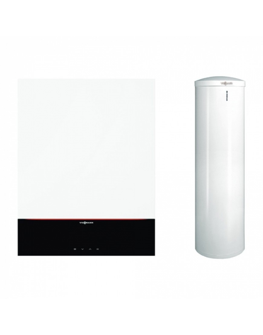 Пакет кондензационен котел с 3,5" дигитален дисплей Viessmann Vitodens 200-W 25kW с бивалентен котел Vitocell 300 литра
