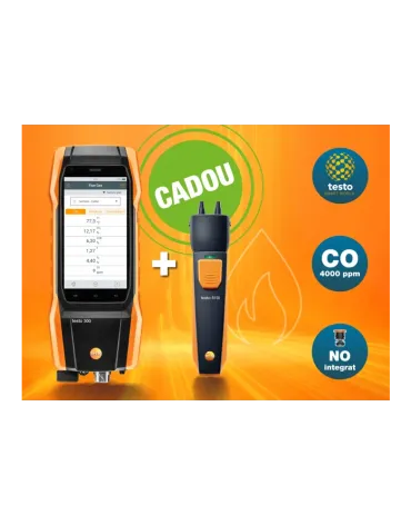 Set 1 testo 300 NEXT LEVEL - Analizor de gaze de ardere cu senzori de O2, CO până la 4,000 ppm și NO