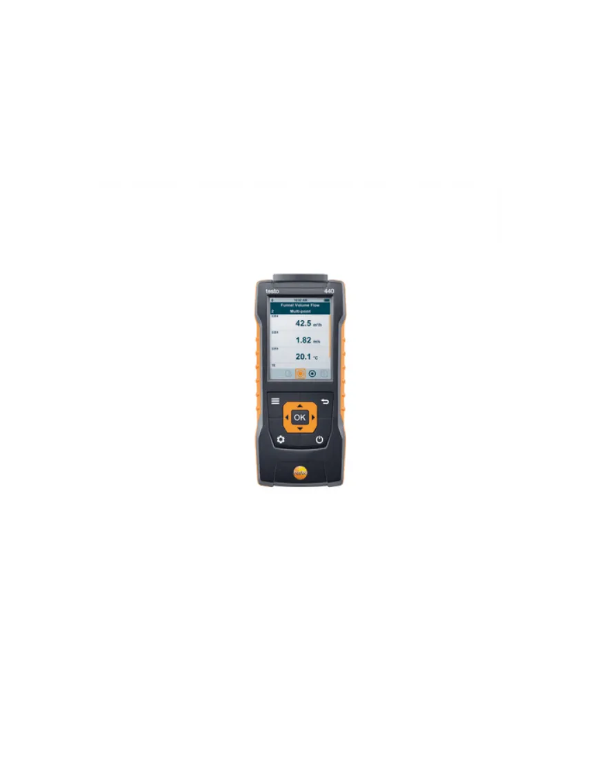 Testo 440 dP - Instrument de măsurare a vitezei de aer și calității aerului ambiental, include senzorul de presiune diferențială.