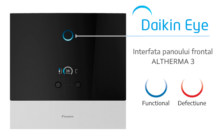 Panou Daikin Eye pe unitatea Altherma EBVX 16 / ERLA 14 kW 180L