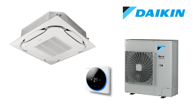Aparat aer conditionat tip caseta Daikin SkyAir Alpha FCAG140B RZAG140NV1 Round Flow 360 48000 BTU Inverter server room spatiu comercial mare