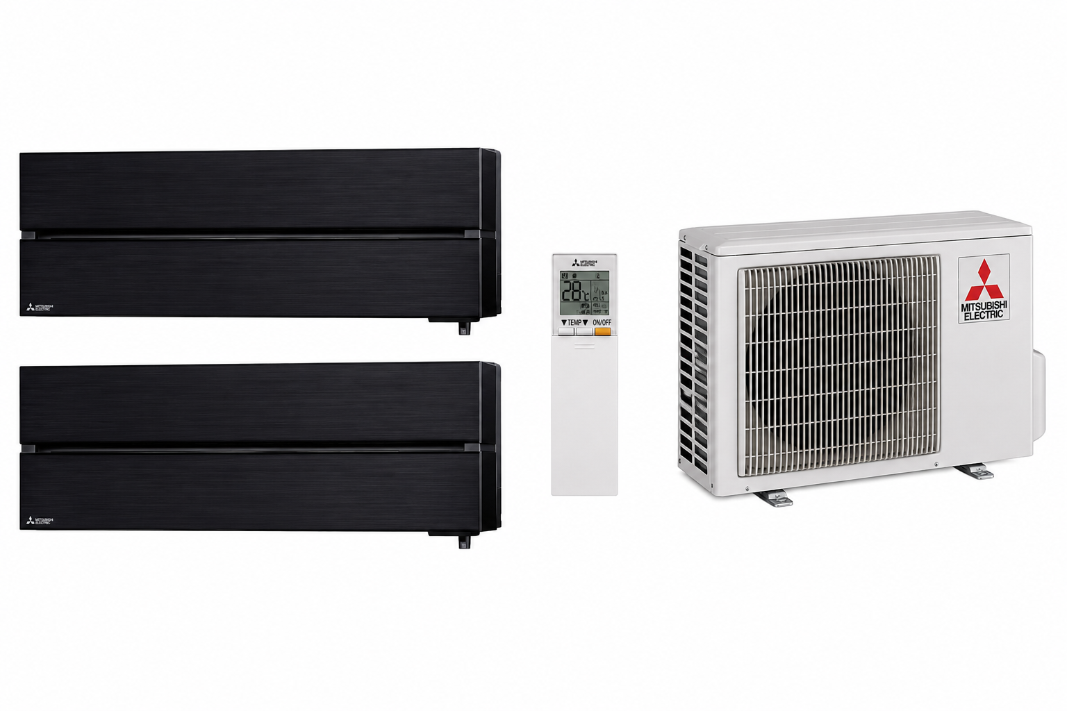 Multisplit Mitsubishi Kirigamine Deluxe Onyx Black 2 unități interioare, open-space și birou acasă